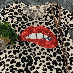 BiBi Cheetah print Sequence Lip Top